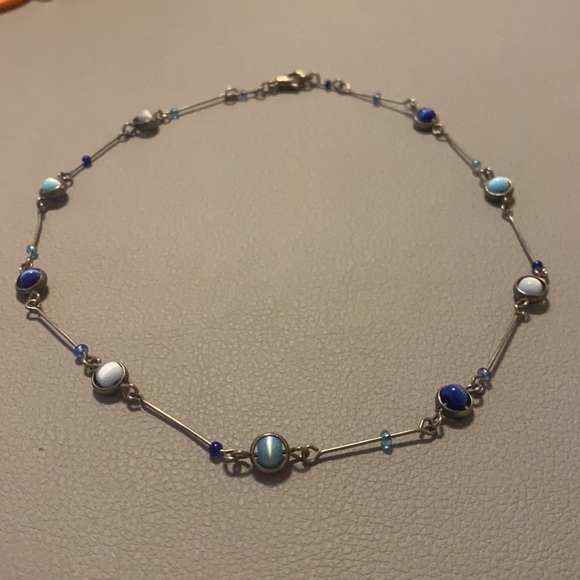 Dainty blue and silver necklace/choker - Picture 4 of 4